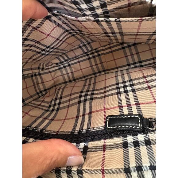 Vintage Burberry Nova Check Canvas Shoulder Bag w/Leather Trim - Picture 5 of 9
